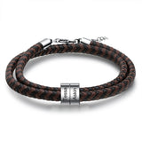 Personalized Engraving Leather Bracelet Name Bead Bracelet Men Gift