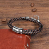 Personalized Engraving Leather Bracelet Name Bead Bracelet Men Gift