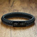 Men's Leather Cross & Eye of Horus Bracelet