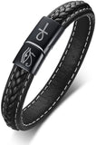 Men's Leather Cross & Eye of Horus Bracelet