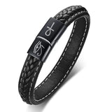 Men's Leather Cross & Eye of Horus Bracelet