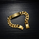 Engraved Stainless Steel Bracelet Street Hip-hop Style Men's Jewelry