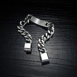 Engraved Stainless Steel Bracelet Street Hip-hop Style Men's Jewelry