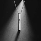 Personalized Engraving Bar Necklace Stainless Steel Pendant Name Jewelry