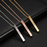 Personalized Engraving Bar Necklace Stainless Steel Pendant Name Jewelry
