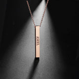 Personalized Engraving Bar Necklace Stainless Steel Pendant Name Jewelry