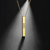 Personalized Engraving Bar Necklace Stainless Steel Pendant Name Jewelry