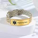 Custom Engraving Medical Alert ID Bracelet for Men Stainless Steel