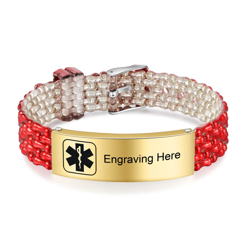 Custom Engraving Medical Alert ID Bracelet for Men Stainless Steel