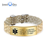 Custom Engraving Medical Alert ID Bracelet for Men Stainless Steel
