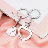 Custom Engraved Heart Charm Keychain - Valentines' Gift