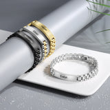 Personalized Engraved Name Bar Bracelet Titanium Steel Chain ID Bangles