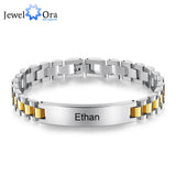 Personalized Engraved Name Bar Bracelet Titanium Steel Chain ID Bangles