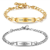 Custom Engraving Name Bar Bracelet - Stainless Steel Chain