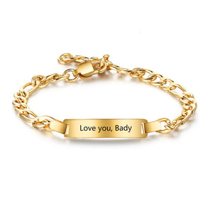 Custom Engraving Name Bar Bracelet - Stainless Steel Chain