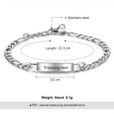 Custom Engraving Name Bar Bracelet - Stainless Steel Chain