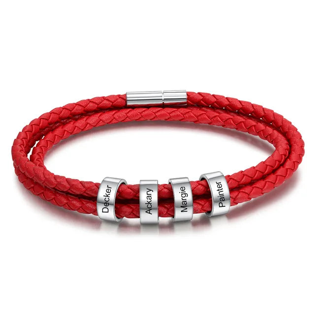 Personalized Name Bracelet Multicolored Leather Men Women Jewelry