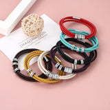 Personalized Name Bracelet Multicolored Leather Men Women Jewelry