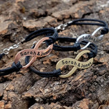 Personalized Infinity Leather Bracelet Custom Engraving Name