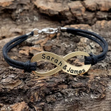 Personalized Infinity Leather Bracelet Custom Engraving Name