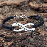 Personalized Infinity Leather Bracelet Custom Engraving Name