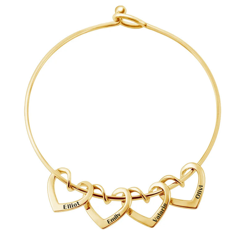 Heart Shape Charms Bracelet with Personalized Engraving