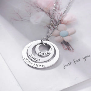Personalized Engraving Necklace Round Pendant Name Stainless Steel