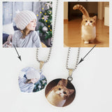 Pet Photo Necklace Dog Keychain Custom Engraved Stainless Steel Gift