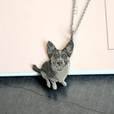Pet Photo Necklace Dog Keychain Custom Engraved Stainless Steel Gift