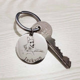 Pet Photo Necklace Dog Keychain Custom Engraved Stainless Steel Gift