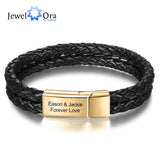 Engraved Stainless Steel Men Bracelets with Double Layer Rope for Fathers