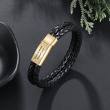 Engraved Stainless Steel Men Bracelets with Double Layer Rope for Fathers