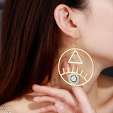 Personalized Evil Eye Letter Earrings Crystal Stainless Steel Jewelry