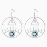 Personalized Evil Eye Letter Earrings Crystal Stainless Steel Jewelry