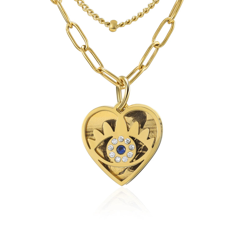 Custom Eye Double Chain Necklace - Mother's Gift