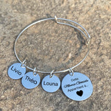 Personalized Family Bracelet with Kids Names Charms for Granny Gift