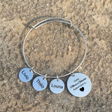Personalized Family Bracelet with Kids Names Charms for Granny Gift