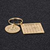 Custom Family Keychain Ring with Engraved Date & Letter
