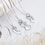 Family Name Necklace 3 Pcs Heart Shape Stainless Steel Jewelry