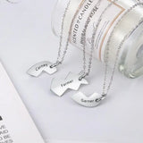 Family Name Necklace 3 Pcs Heart Shape Stainless Steel Jewelry