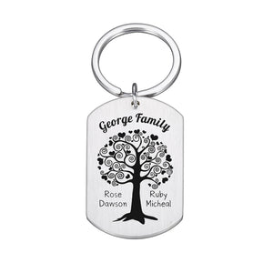 Custom Family Gift Keychain Engraved Name Parents Children Keyring Trinket
