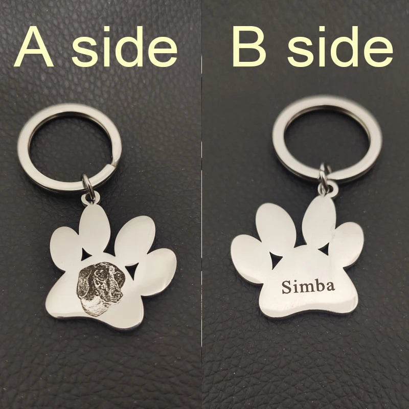 Custom Family Gift Keychain Engraved Photos Name Date Key Chain