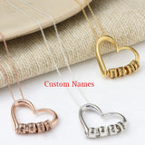 Personalized Family Heart Pendant Necklace - Family Necklace Gift for Mom