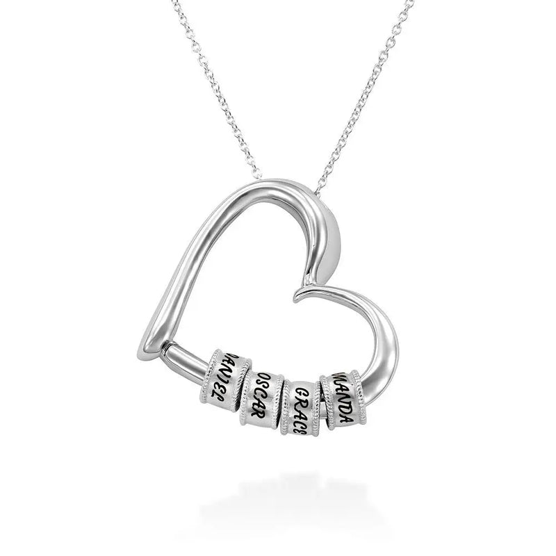 Personalized Family Heart Pendant Necklace - Family Necklace Gift for Mom