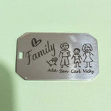 Family Keychain Portrait Love Keyring Name of Parent Children Pets Father's Gift