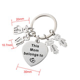 Family Keychain - Dad & Mom Heart Keyring - Engraved Child Name - Kids Name Gift