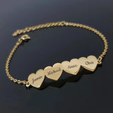 Custom Family Name Bracelet Heart Charm Stainless Steel