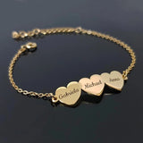 Custom Family Name Bracelet Heart Charm Stainless Steel