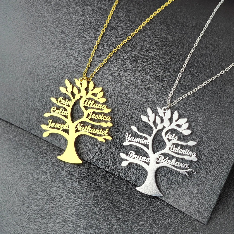 Custom Family Name Necklace Tree of Life Personalized Gift for Family