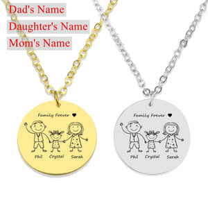 Personalized Family Name Necklace Engraved Stainless Steel Pendant